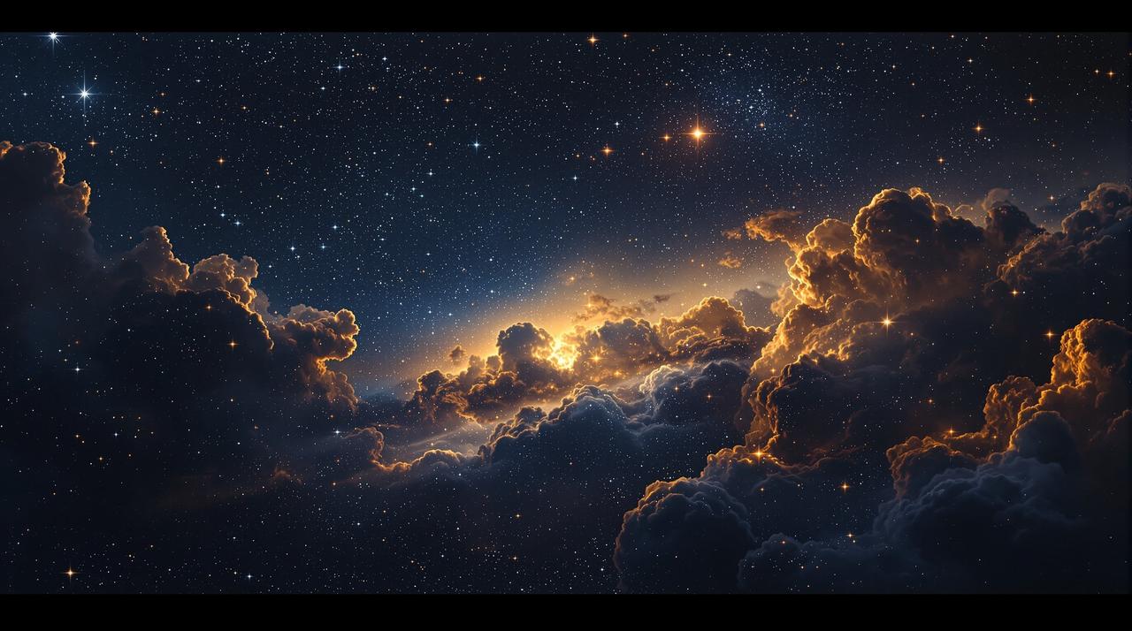 日漫网页板 - 璀璨星空背景,闪亮的天狼星照耀夜空